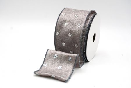 Gray Glitter Polka Dots Velvet Wired Ribbon_KF8739GC-50-123