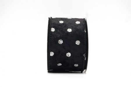 Black Glitter Polka Dots Velvet Wired Ribbon_KF8739GC-53-53