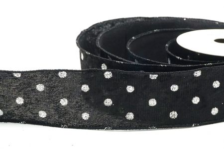 Schwarzes Glitzer-Punktemuster Samt-Drahtband_KF8739GC-53-53