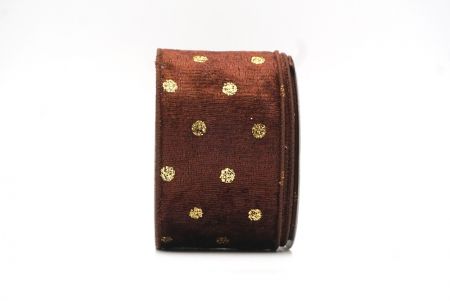 Chocolate Brown Glitter Polka Dots Velvet Wired Ribbon_KF8739GC-58-58