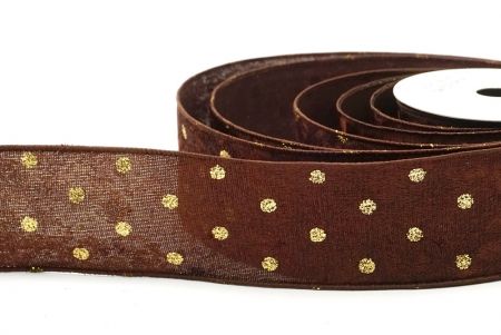 Ruban en velours à pois en paillettes chocolat brun_KF8739GC-58-58