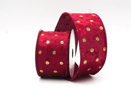 Nastro wired in velluto con pois glitter bordeaux_KF8739GC-8-8