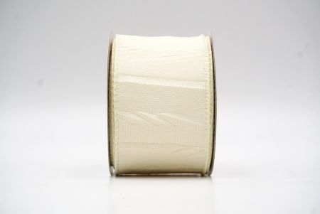 Cream White Crumpled Hessian Wired Ribbon in Solid ColorsKF8741GC-2-2