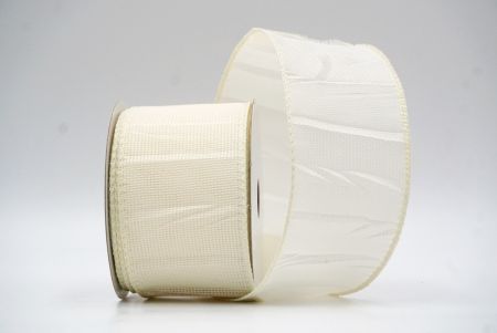 Cream White Crumpled Hessian Wired Ribbon in Solid ColorsKF8741GC-2-2