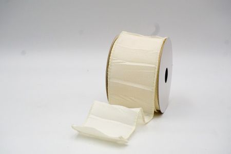 Cream White Crumpled Hessian Wired Ribbon in Solid ColorsKF8741GC-2-2