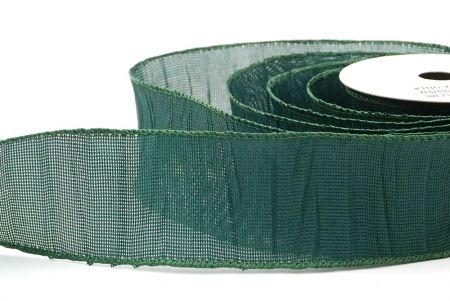 Nastro di juta arricciato verde con filo in colori solidi KF8741GC-3-127