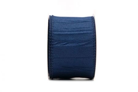 Ruban en jute froissé bleu marine avec fil en couleurs unies KF8741GC-4-4