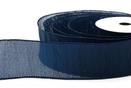 Ruban en jute froissé bleu marine avec fil en couleurs unies KF8741GC-4-4