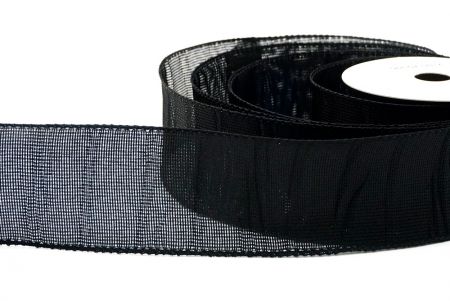 Black Crumpled Hessian Wired Ribbon in Solid ColorsKF8741GC-53-53