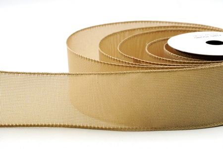 Light Brown Solid Color Glittered Hessian Wired Ribbon with Burlap Texture_KF8742GC-13-183