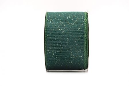 Green Solid Color Glittered Hessian Wired Ribbon with Burlap Texture_KF8742GC-3-127