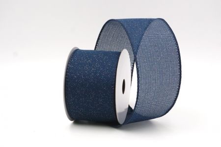 Fita de Arame de Hessian com Textura de Burlap na Cor Azul Marinho e Glitter_KF8742GC-4-4