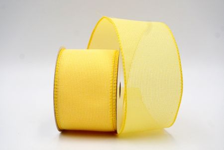 Yellow Solid Color Glittered Hessian Wired Ribbon with Burlap Texture_KF8742GC-6-6