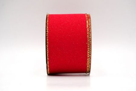 Rood/Goud_Sprankelend Effen Kleur Draadlint_KF8743G-7G