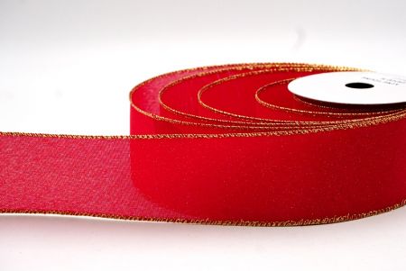 Red/Gold_Sparkly Solid Color Wired Ribbon_KF8743G-7G