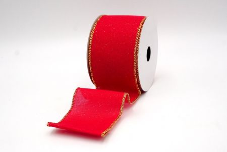 Red/Gold_Sparkly Solid Color Wired Ribbon_KF8743G-7G