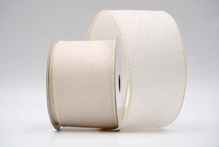 Cream_Sparkly Solid Color Wired Ribbon_KF8743GC-2-2