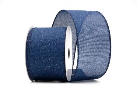 Navy Blue_Sparkly Solid Color Wired Ribbon_KF8743GC-4-4