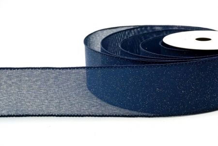 Navy Blue_Sparkly Solid Color Wired Ribbon_KF8743GC-4-4