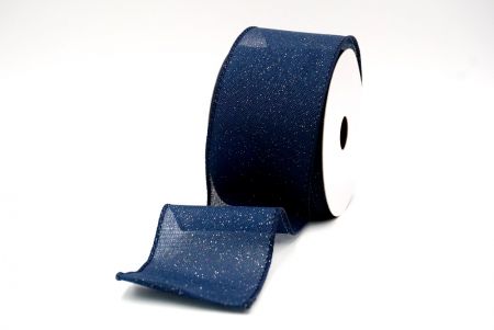 Navy Blue_Sparkly Solid Color Wired Ribbon_KF8743GC-4-4