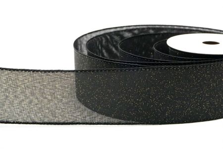 Black_Sparkly Solid Color Wired Ribbon_KF8743GC-53-53