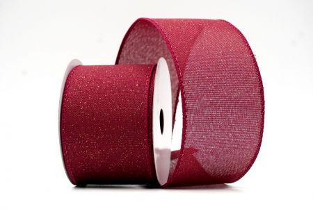 Burgundy_Sparkly Solid Color Wired Ribbon_KF8743GC-8-8