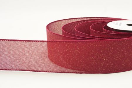 Burgundy_Sparkly Solid Color Wired Ribbon_KF8743GC-8-8