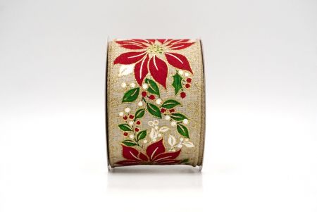 Khaki_Ruban en fil de fer de Poinsettia et Houx de Fête_KF8744GC-13-183