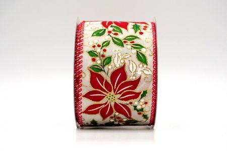 Cream_Holiday Poinsettia and Holly Wired Ribbon_KF8745GC-2-7