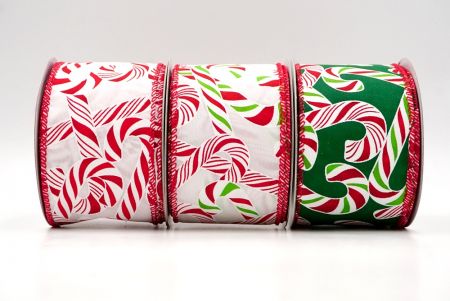 Nastro di Raso Wired Candy Cane Festivo_KF8750.KF8751