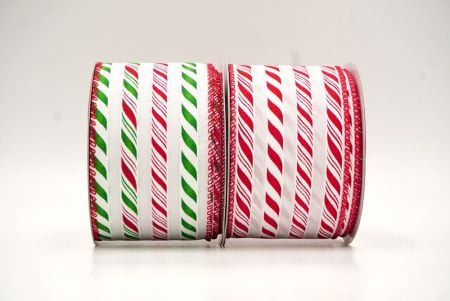 Glitter Candy Cane Striped Wired Ribbon_KF8752