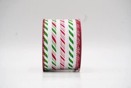 White-Green Glitter Candy Cane Striped Wired Ribbon_KF8752GC-1-7