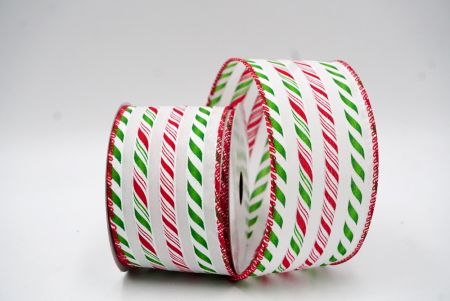 White-Green Glitter Candy Cane Striped Wired Ribbon_KF8752GC-1-7