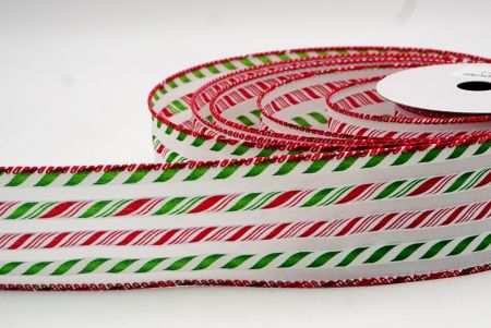 White-Green Glitter Candy Cane Striped Wired Ribbon_KF8752GC-1-7