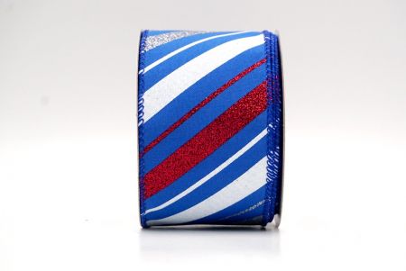 Blue_Sparkle Diagonal Stripe Wired Ribbon_KF8757GC-12-151