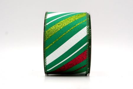 Green_Sparkle Diagonal Stripe Wired Ribbon_KF8757GC-3-127