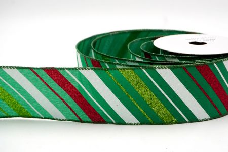 Green_Sparkle Diagonal Stripe Wired Ribbon_KF8757GC-3-127