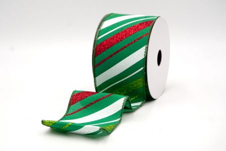 Green_Sparkle Diagonal Stripe Wired Ribbon_KF8757GC-3-127