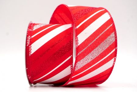 Red_Sparkle Diagonal Stripe Wired Ribbon_KF8757GC-7R-7