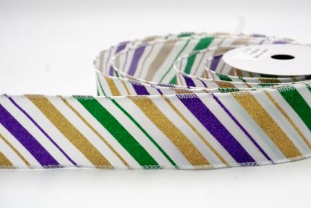 Biała_Sparkle Diagonal Stripe Wired Ribbon_KF8758GC-1-1