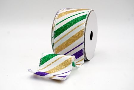 Biała_Sparkle Diagonal Stripe Wired Ribbon_KF8758GC-1-1