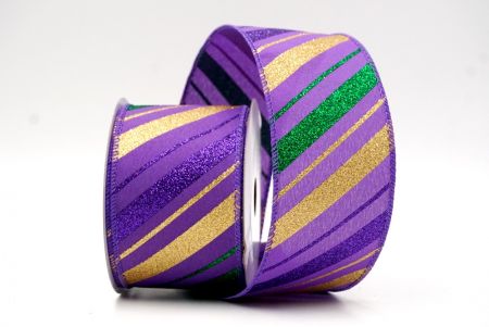 Purple_Sparkle Diagonal Stripe Wired Ribbon_KF8758GC-34-34