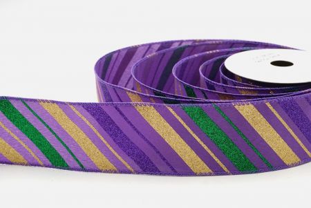 Purple_Sparkle Diagonal Stripe Wired Ribbon_KF8758GC-34-34