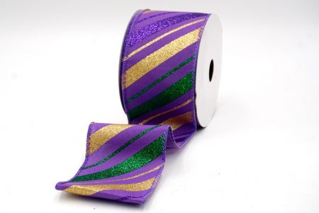 Fioletowa_Sparkle Diagonal Stripe Wired Ribbon_KF8758GC-34-34