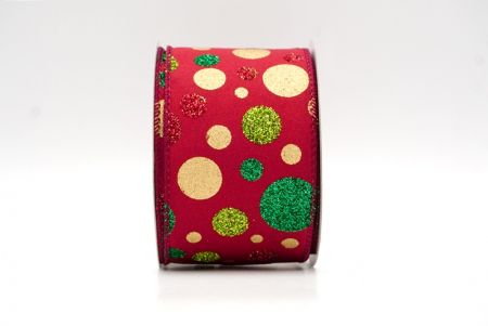 Dark Red_Festive Polka Dot Glitter Wired Ribbon_KF8759-8-8