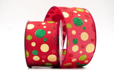 Dark Red_Festive Polka Dot Glitter Wired Ribbon_KF8759-8-8