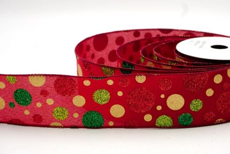 Dark Red_Festive Polka Dot Glitter Wired Ribbon_KF8759-8-8