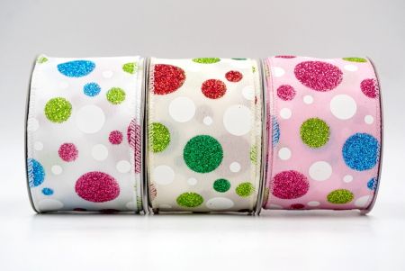 Festive Polka Dot Glitter Wired Ribbon_KF8759.KF8760