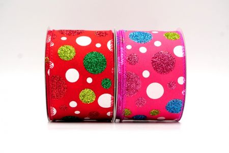 Festive Polka Dot Glitter Wired Ribbon_KF8759.KF8760