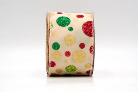 Khaki_Festive Polka Dot Glitter Wired Ribbon_KF8759GC-13-166